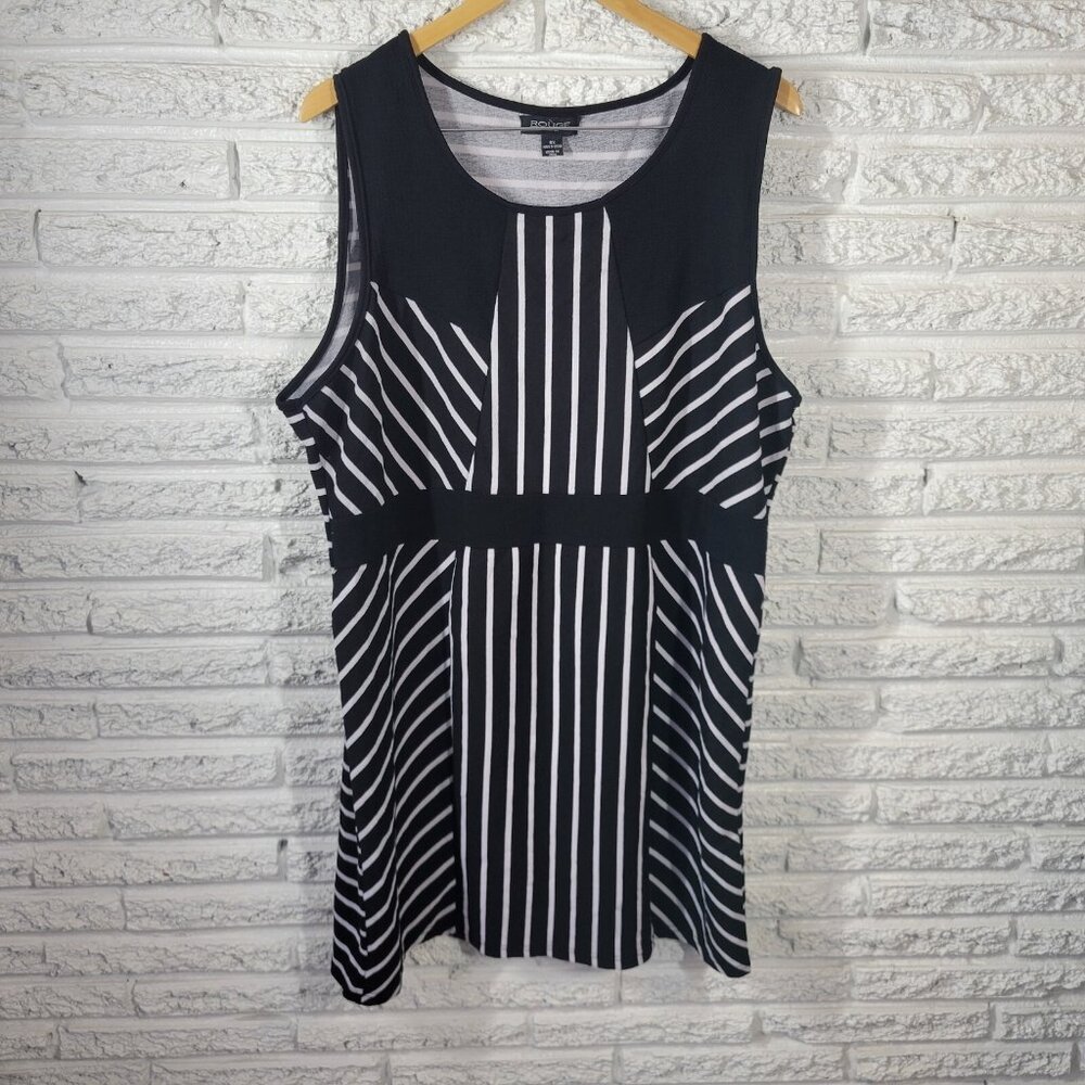 Rouge Womens Dress 4X Plus Sleeveless Mini Black Stripe Poly Blend STR77E